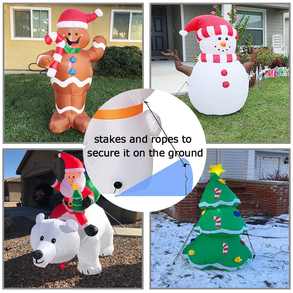 8 Pack Replacement 6.5ft Tethers and Aluminum Metal Stakes Tie Down Rope Strings for Halloween Christmas Xmas Camping Tent Blow Up Inflatable Spikes Outdoor Holiday Lawn Yard Garden Decoration