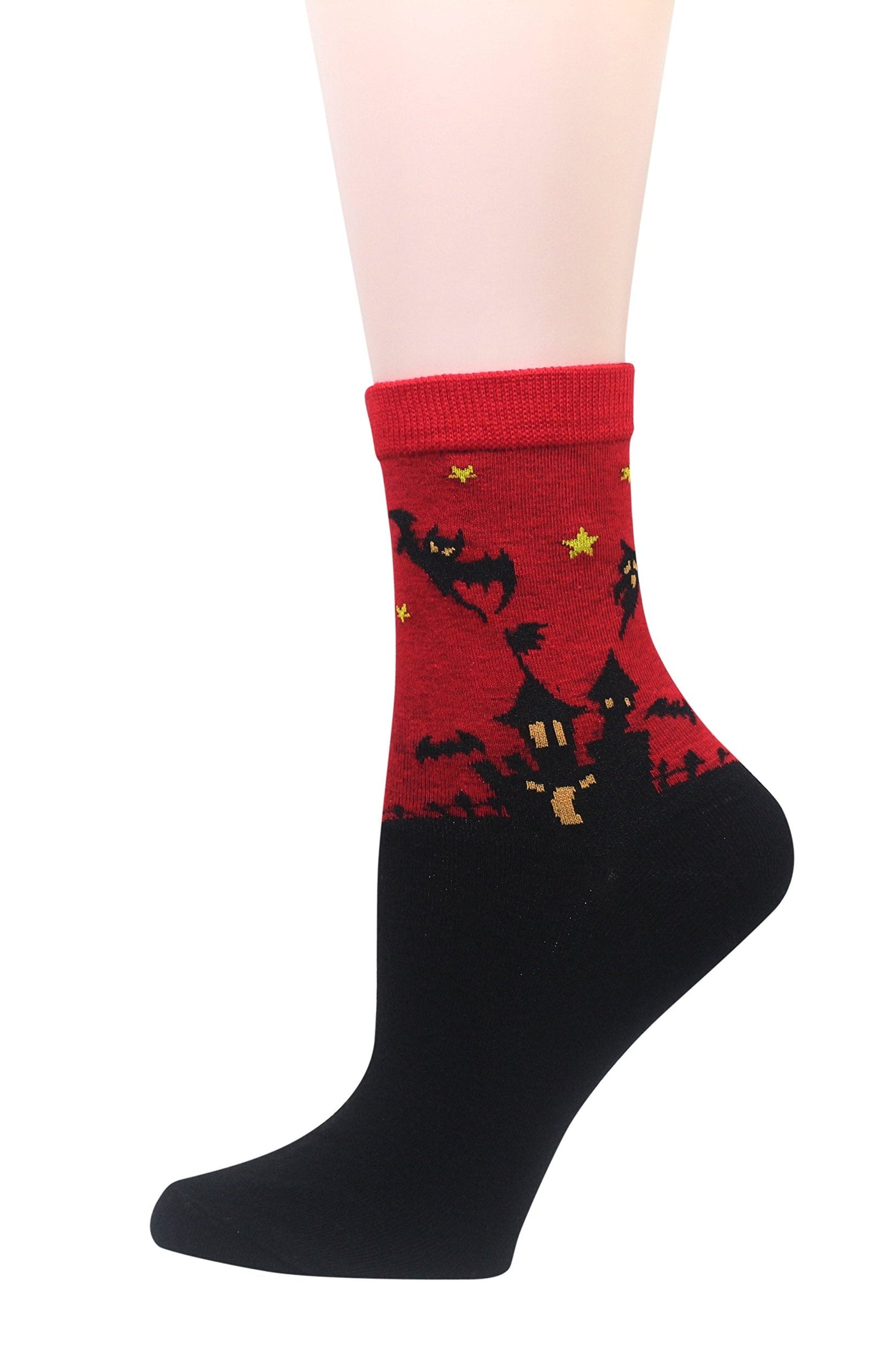 Wish Island Women's Halloween Gifts Pumpkin Bat Castle Socks Crew Casual Novelty Socks (Halloween - 5 pairs)