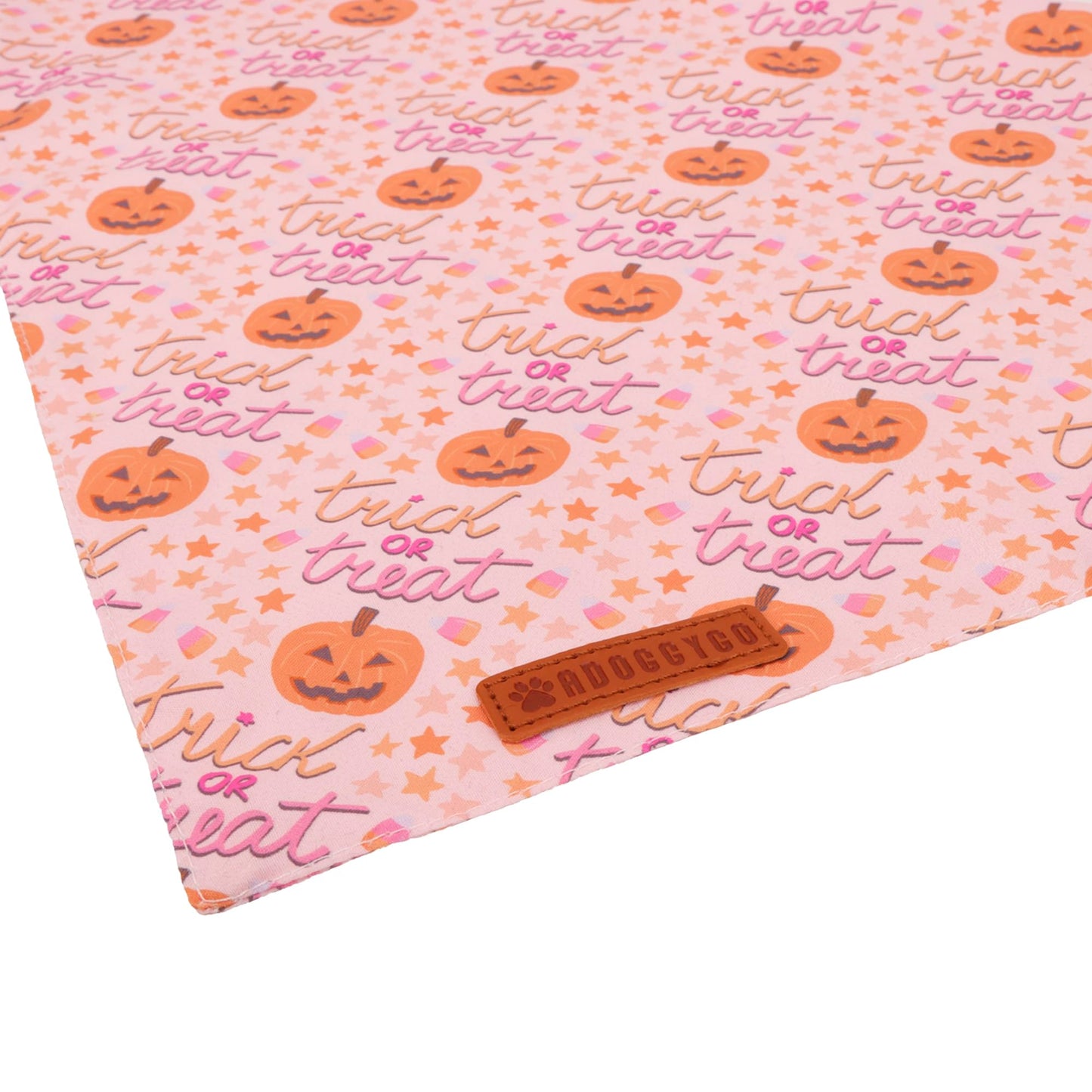 ADOGGYGO Halloween Dog Bandana, Pink Pumpkin Ghost Scarf, Adjustable Fit Female Halloween Bandanas for Medium Large Dogs Pets (Large)