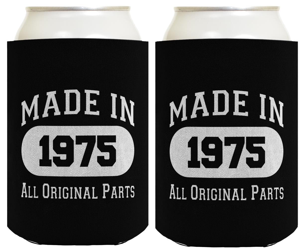 50th Birthday Gifts For Women Made In 1975 Original Parts 2-Pack Can Drink Thermocoolers Black