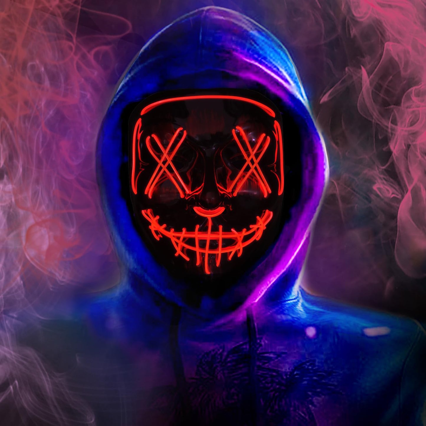 BOMLY Halloween Purge Light Up Scary Mask - LED EL Wire Mask for Festival Party Gifts