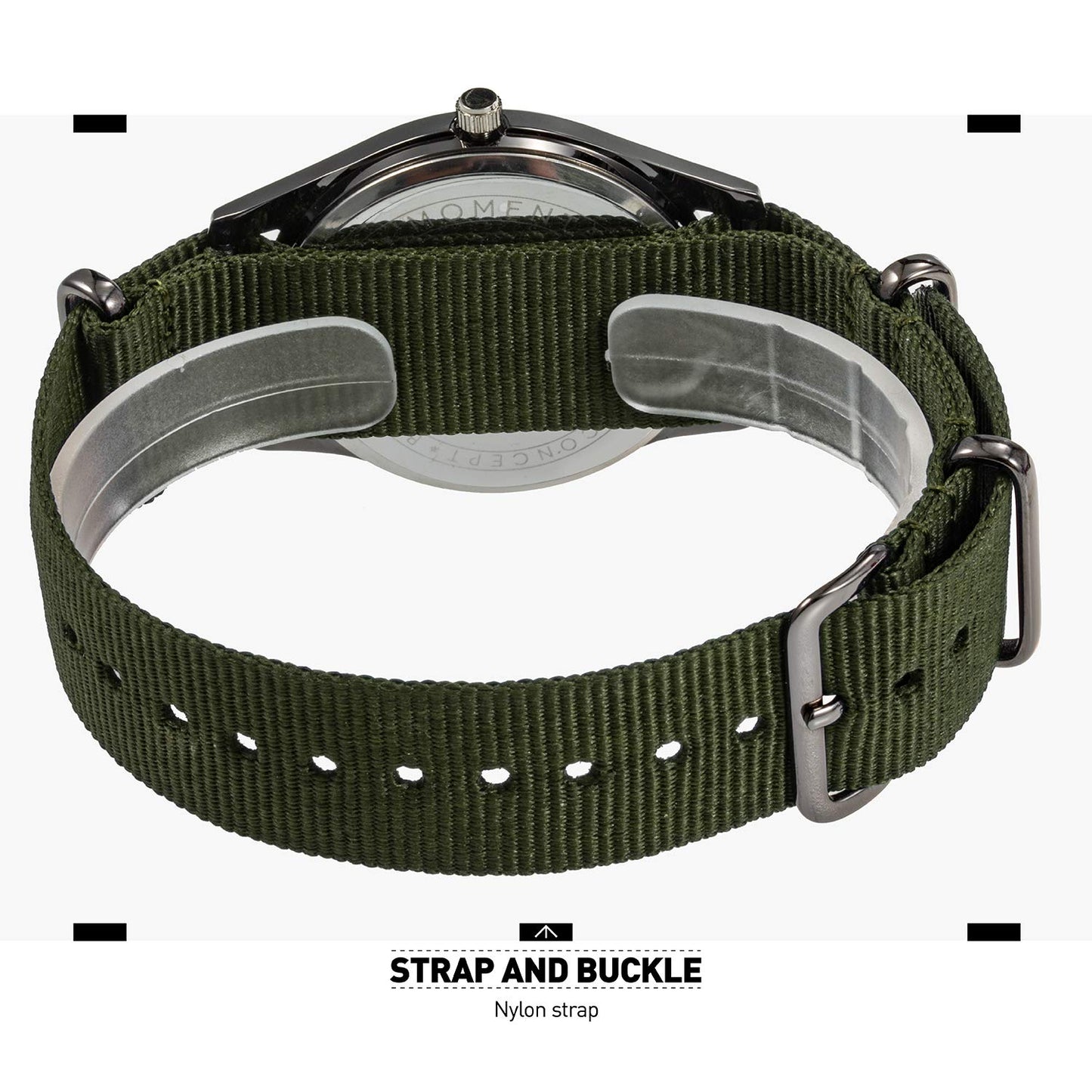 Infantry Black Military Watches for Men Tactical Wrist Watch Outdoor Sport Field Analog Work Army Wristwatch Men's Green Nylon Band by MDC