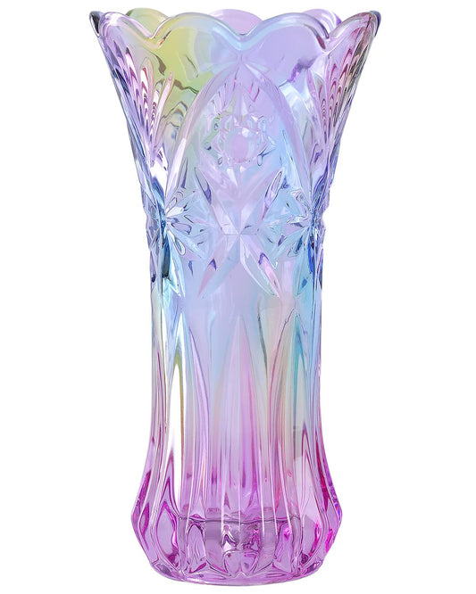 WHJY 9 inch Crystal Glass Colorful Vase for Centerpieces,Smoking, Flower Arrangements,Home Decor,Wedding or Gift Phoenix Tail Shape Thickened and Heavy