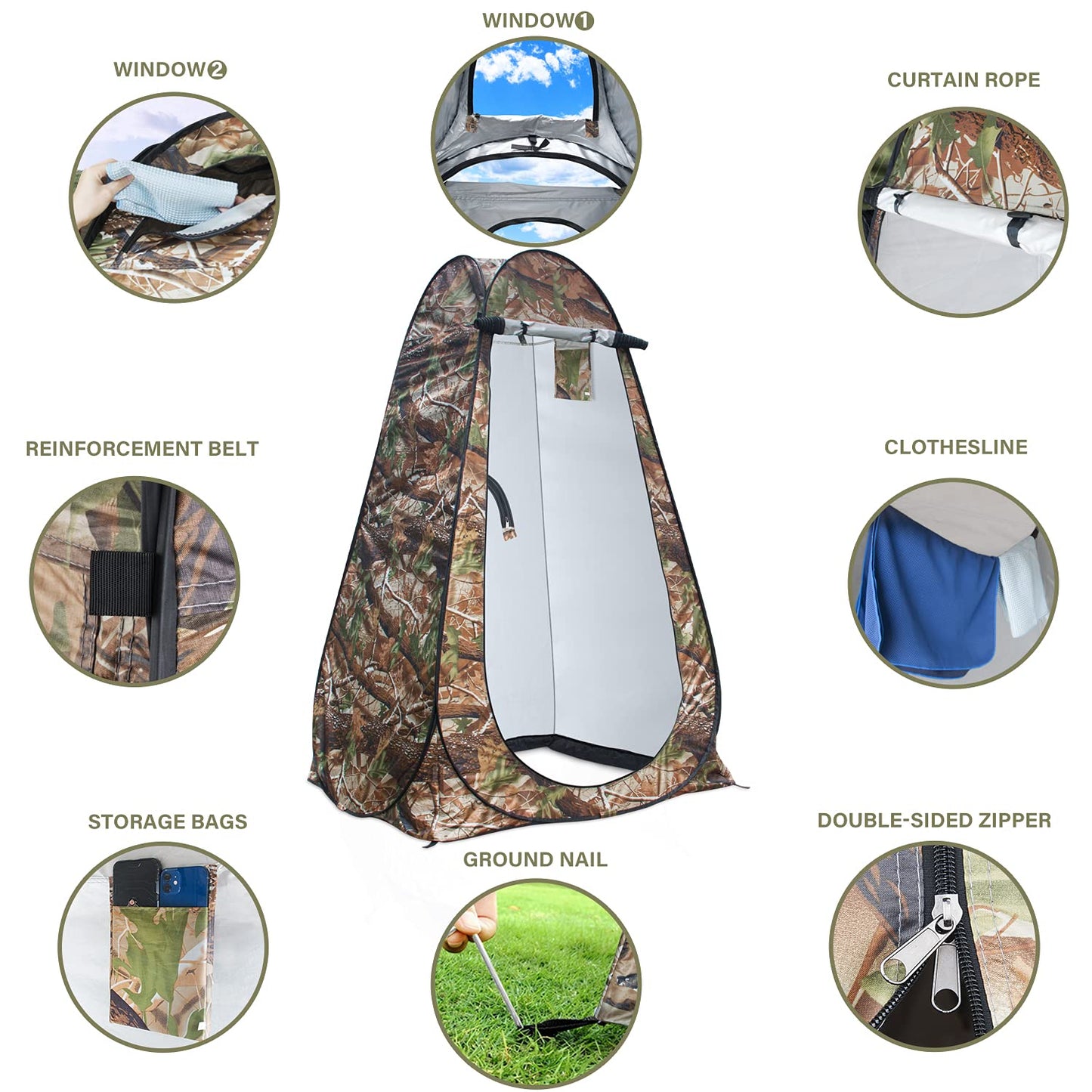 anngrowy Pop Up Privacy Tent for Shower Portable Outdoor Camping Bathroom Toilet Changing Dressing Room Privacy Shelters Room for Hiking and Beach Sun Shelter Picnic Fishing– UPF40+ Waterproof