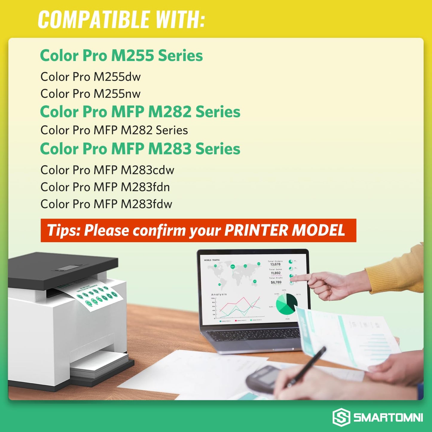 206A Toner Cartridges 4 Pack (with Chip) Works with HP Color Pro MFP M283fdw M283cdw, Pro M255dw M255nw, MFP M282nw M283 M282 M255 Printer | W2110A W2111A W2112A W2113A 206X W2110X