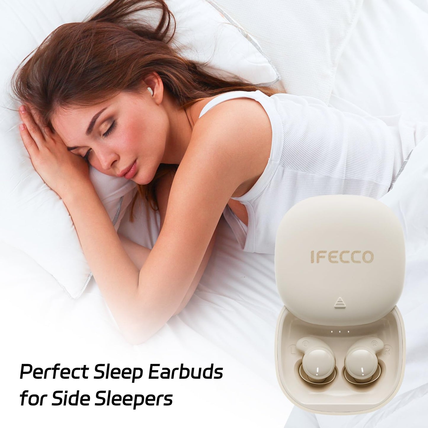 IFECCO Invisible Sleep Earbuds,Small Bluetooth Sleep Headphones for Side Sleepers,Comfortable Noise Blocking,IPX6 Waterproof Wireless Headphones for Sleeping,Sport
