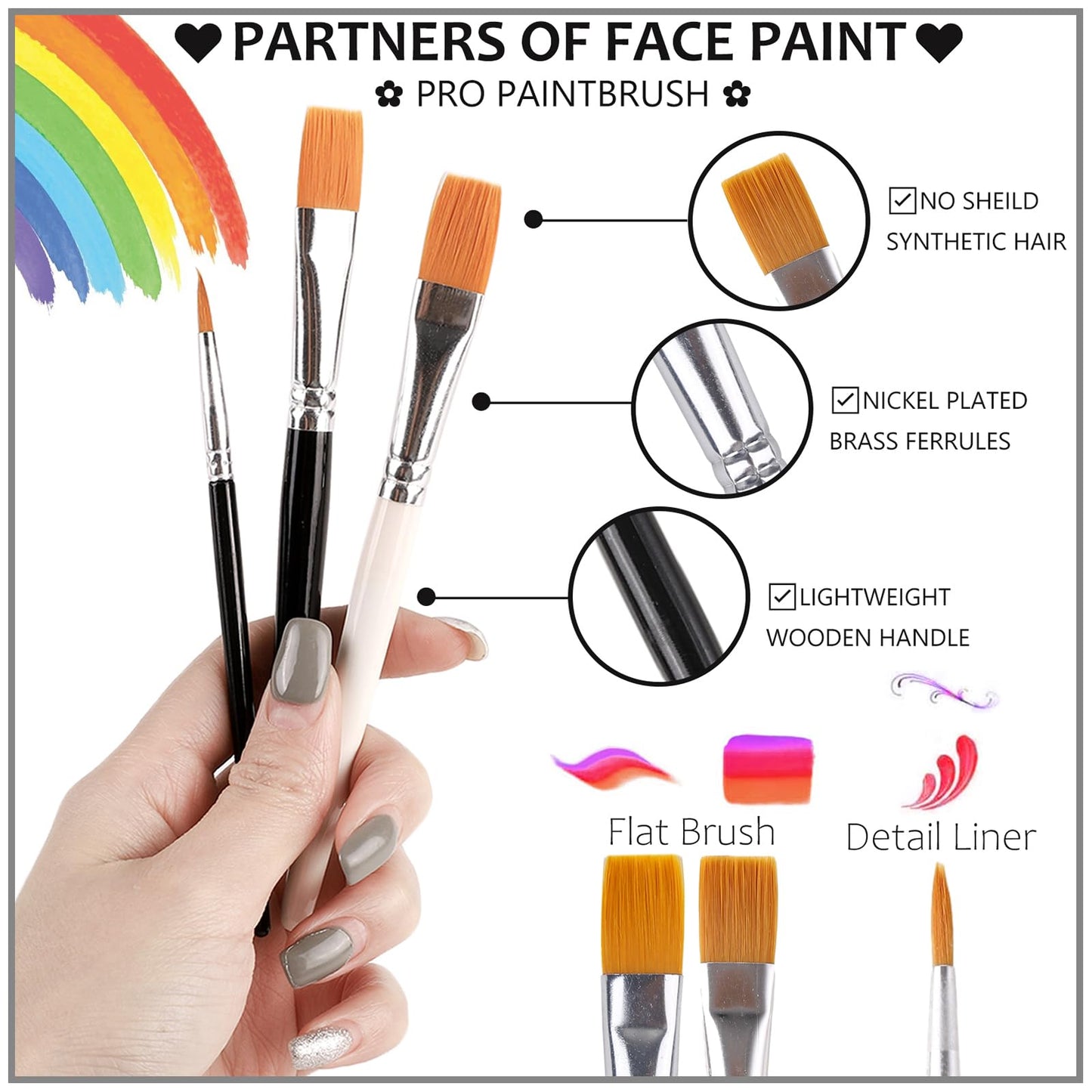 White Black Red Joker Clown Face Body Paint with Brushes for Halloween Makeup, Water Based Face Painting Kit Non Toxic for Kids & Adults, Facepaint Set for Skull Witch Goth Vampire SFX Cosplay Make Up