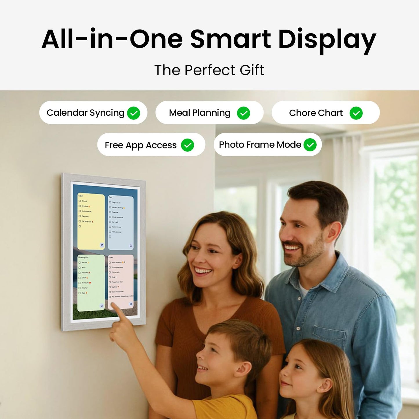 ApoloSign Digital Calendar: Electronic Calendar, Smart Touchscreen Interactive Display for Chore Chart, Family Schedules Planner, Supports All Apps via Google Play (Gray, 15.6-inch)