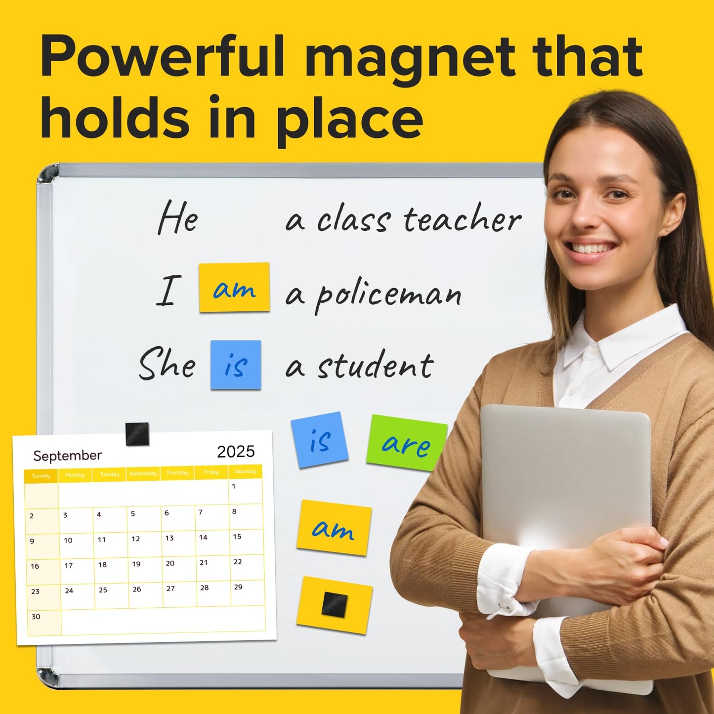 Hyper-Sticky Magnets with Adhesive Backing - 110pcs 0.8x0.08 Strong Magnetic Squares for Whiteboard Fridge - Science Education Magnets - Easy-to-Cut Stickers - Teacher Must Have - Teacher Supplies