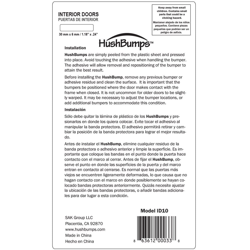 HushBumps Ultra-Quiet Bumpers for Interior Doors 3-Pack. Prevent Door Slamming and Provides Soft Close. Just Peel & Stick. No Tools Required. Silences Door Closing. 30 pcs.