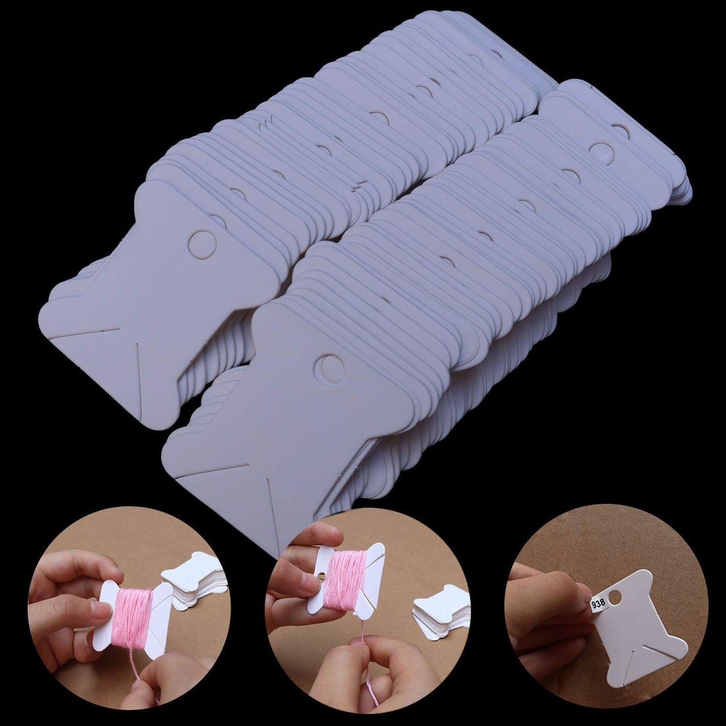 520 Pack Cardboard Floss Bobbins,Floss Cards for Wrap and Store Floss, Needlepoint and Craft Thread ,with 500 Color Number Labels,