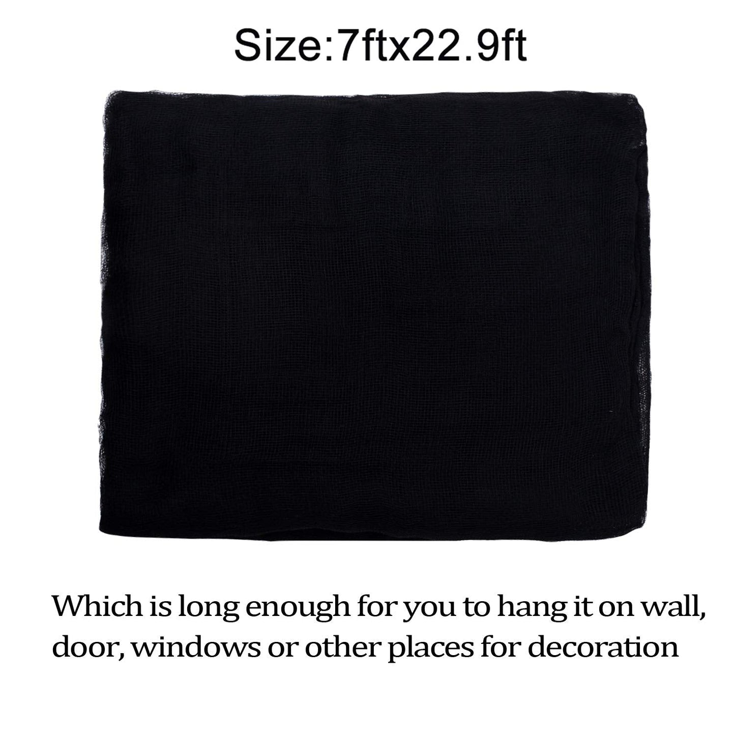 Whaline Halloween Black Creepy Cloth 276 x 87 inch Spooky Halloween Decoration Black Spooky Fabric Cloth Windows Doorways Scary Gauze for Haunted Houses Yard Wall Indoor Outdoor Party Decor Supplies