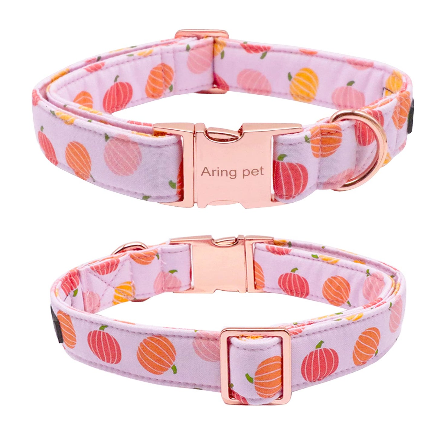 ARING PET Halloween Dog Collars with Detachable Flower, Pink Pumpkin Pet Collar with Metal Buckle for Puppy Small Medium Large Boy Girl Dog-XS