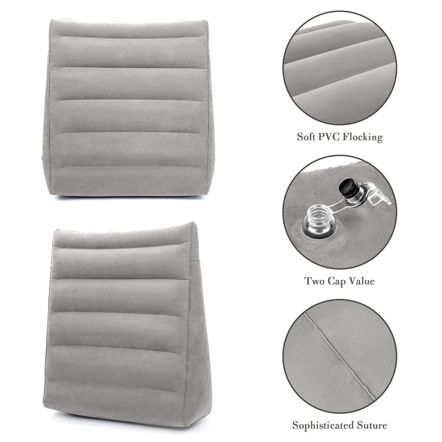 Inflatable Wedge Pillow for Sleeping, Portable Travel Wedge Pillow for Sitting in Bed, Inflatable Wedge Pillows for Travel, Blow Up Wedge Pillow Under Knee Pillow