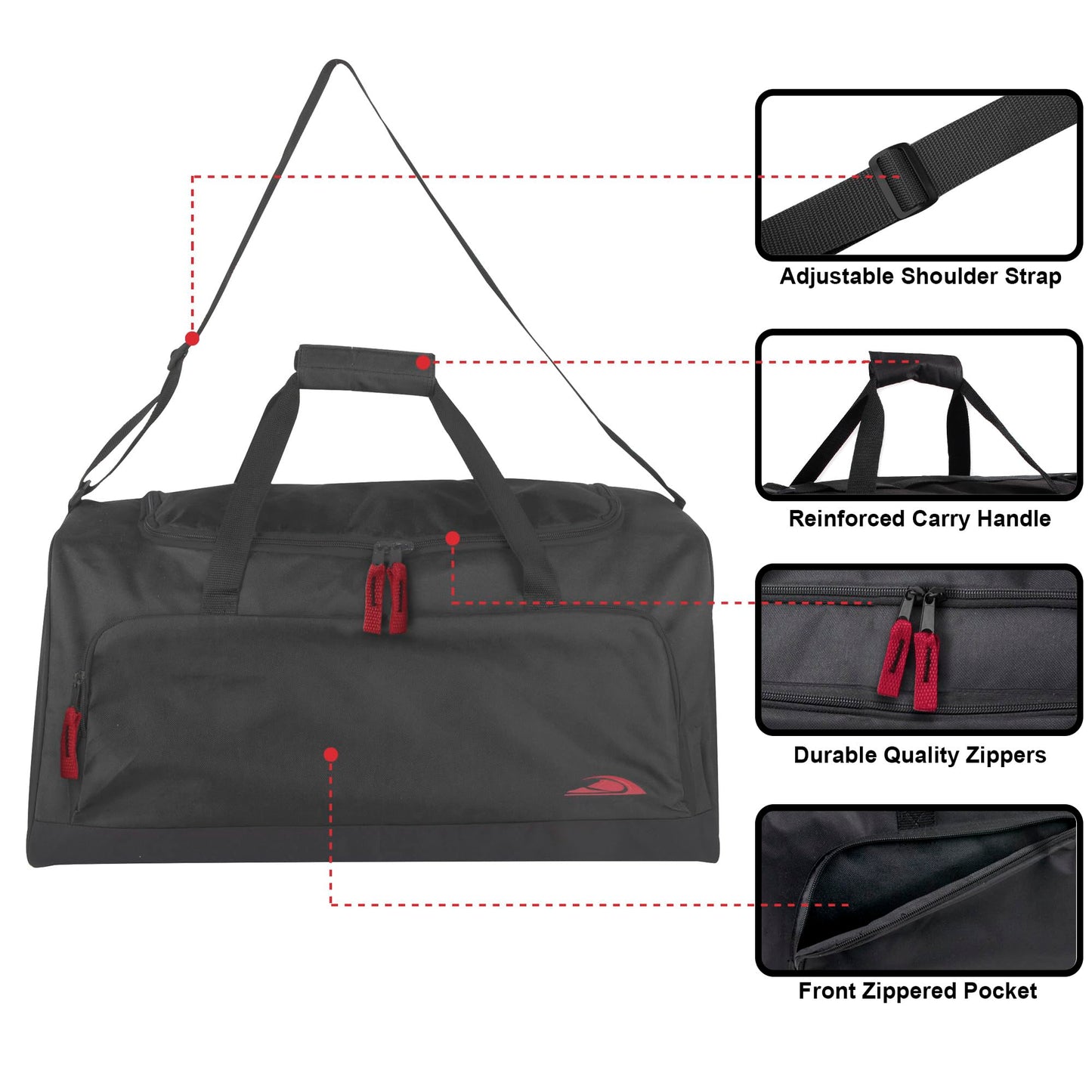 55 Liter, 24 Inch Lightweight Canvas Duffle Bags for Men & Women For Traveling, the Gym, and as Sports Equipment Bag/Organizer (Black 2)
