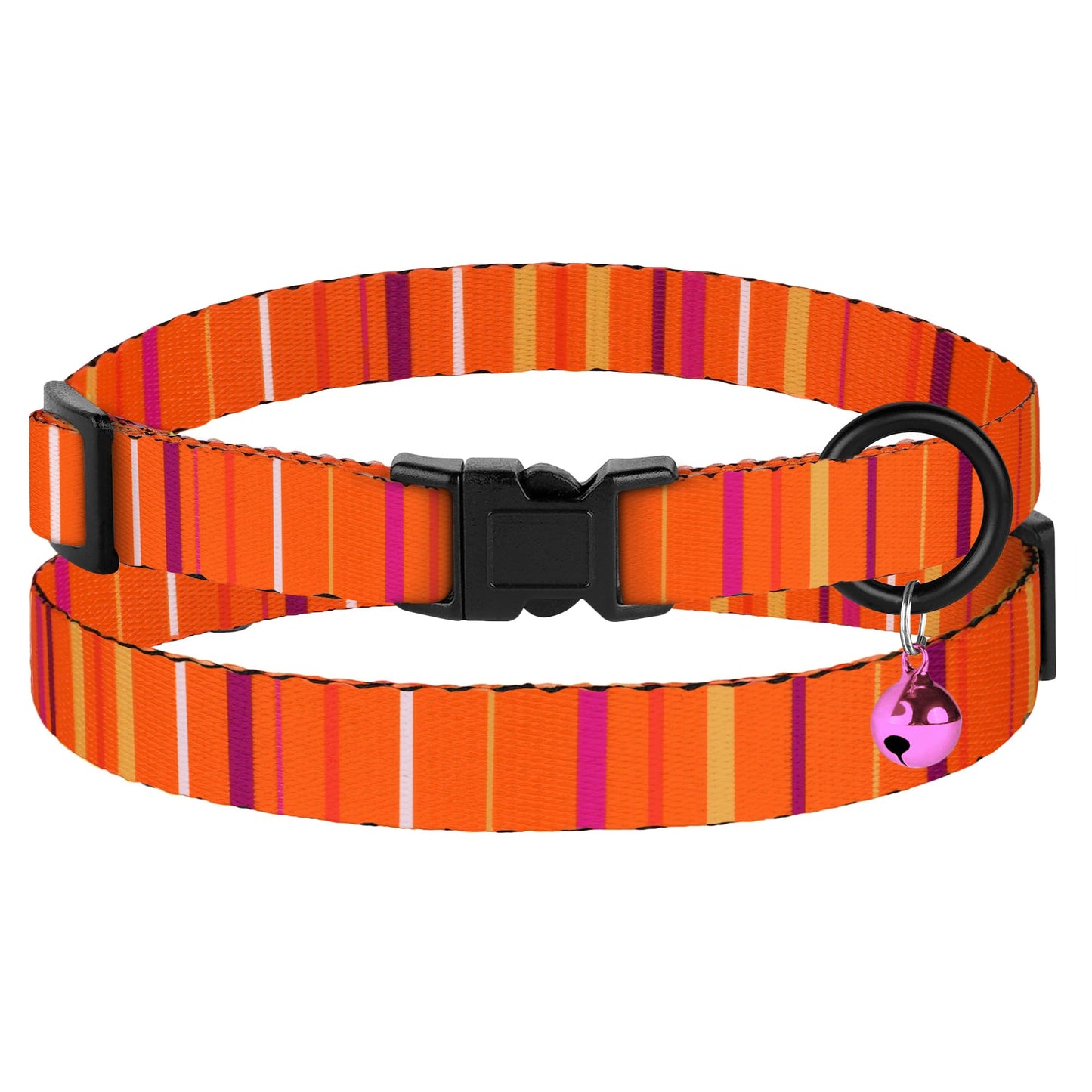 4PCS Breakaway Cat Collars with Bell, Cute Kitty Adjustable Safe Kitten Collars, 4-Pack, Nylon Pet Collars Tribal Striped Aztec Print (Striped)