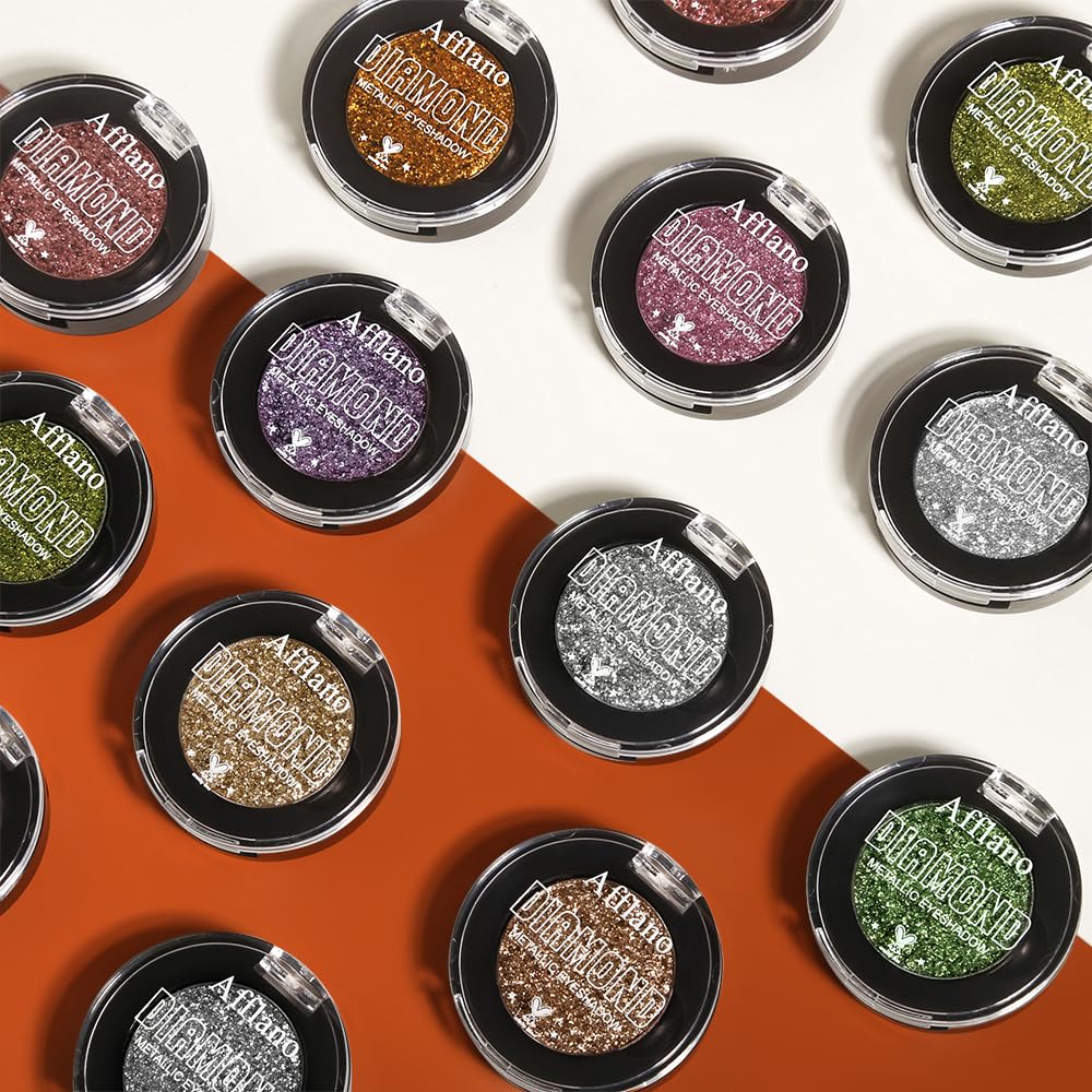 Afflano Metallic Orange Red Eyeshadow, Warm Glitter Eyeshadow Palette One-Swipe Coverage, Intense Color Sparkle Red Brick Eye shadow, Long Lasting Fall Eye Shadow for Women Halloween Pumpkin Makeup