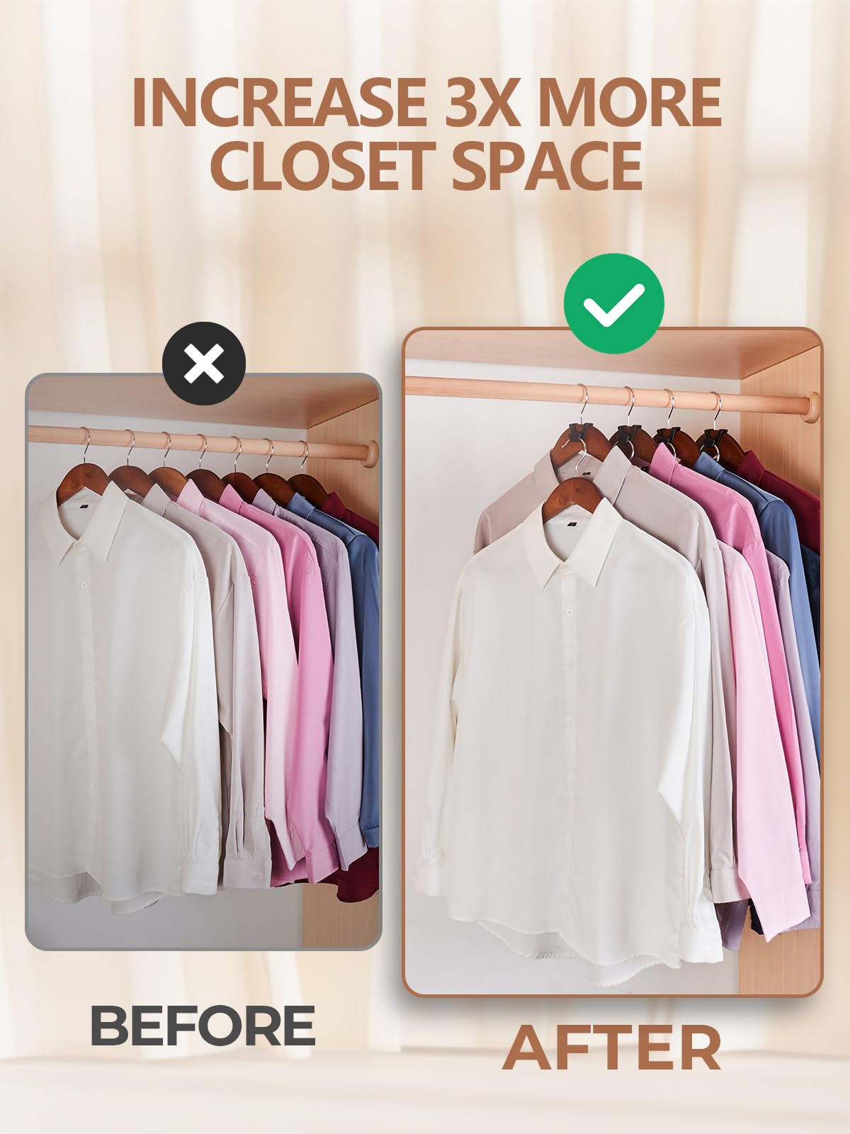 HOUSE DAY Space Saving Hanger Hooks 60 Pack, Black Clothes Hanger Connector Hooks, Heavy Duty Hanger Hooks Space Saver, Premium College Dorm Room Essentials, Good Closet Organizers and Storage