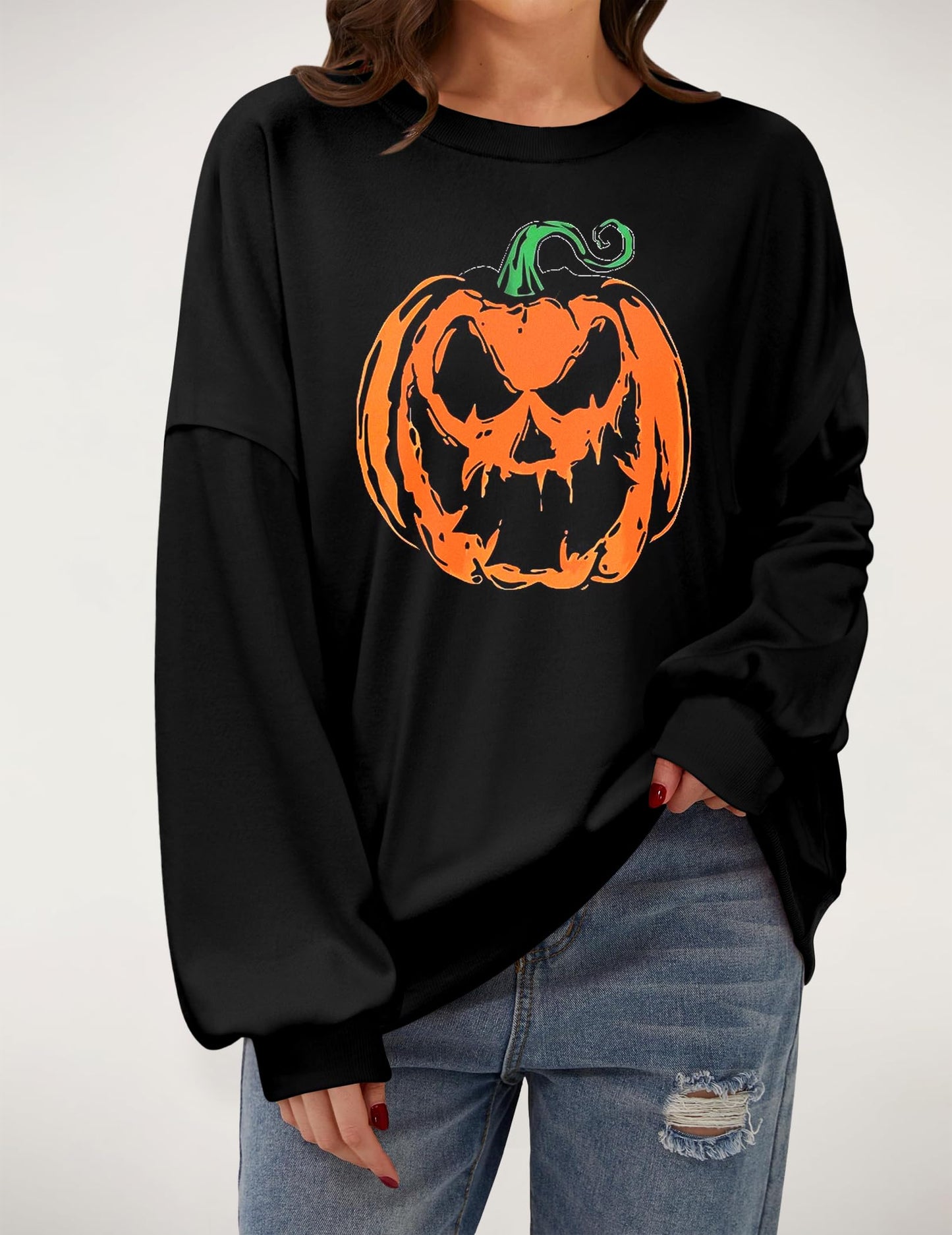Zeagoo Women's Halloween Pumpkin Graphic Sweatshirts Long Sleeve Pullover Tops Gothic Fall Y2K Clothes 2024