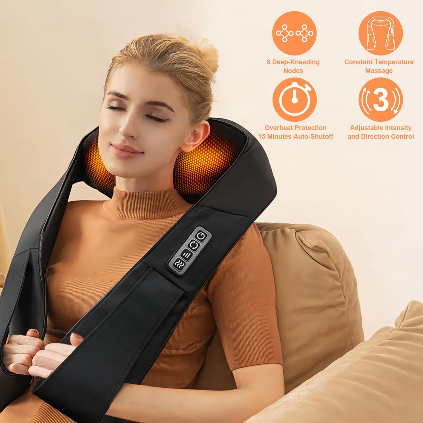 ifgoooo Neck Massager,Gifts for Women Men Mom Dad - Shiatsu Back and Neck Massager,Shoulder Massager Deep Tissue with Heat,Electric 4D Massage Pillow(NOT Cordless)