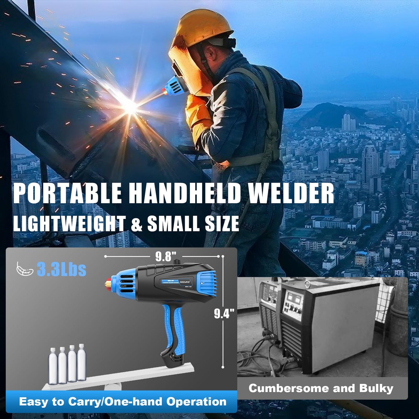 AZZUNO Handheld ARC Welding Machine 110V, 90A Portable Stick Welder Gun, Hand Held Welder Machine with IGBT Inverter Fits for 1/16''-1/8'' Electrode Rods