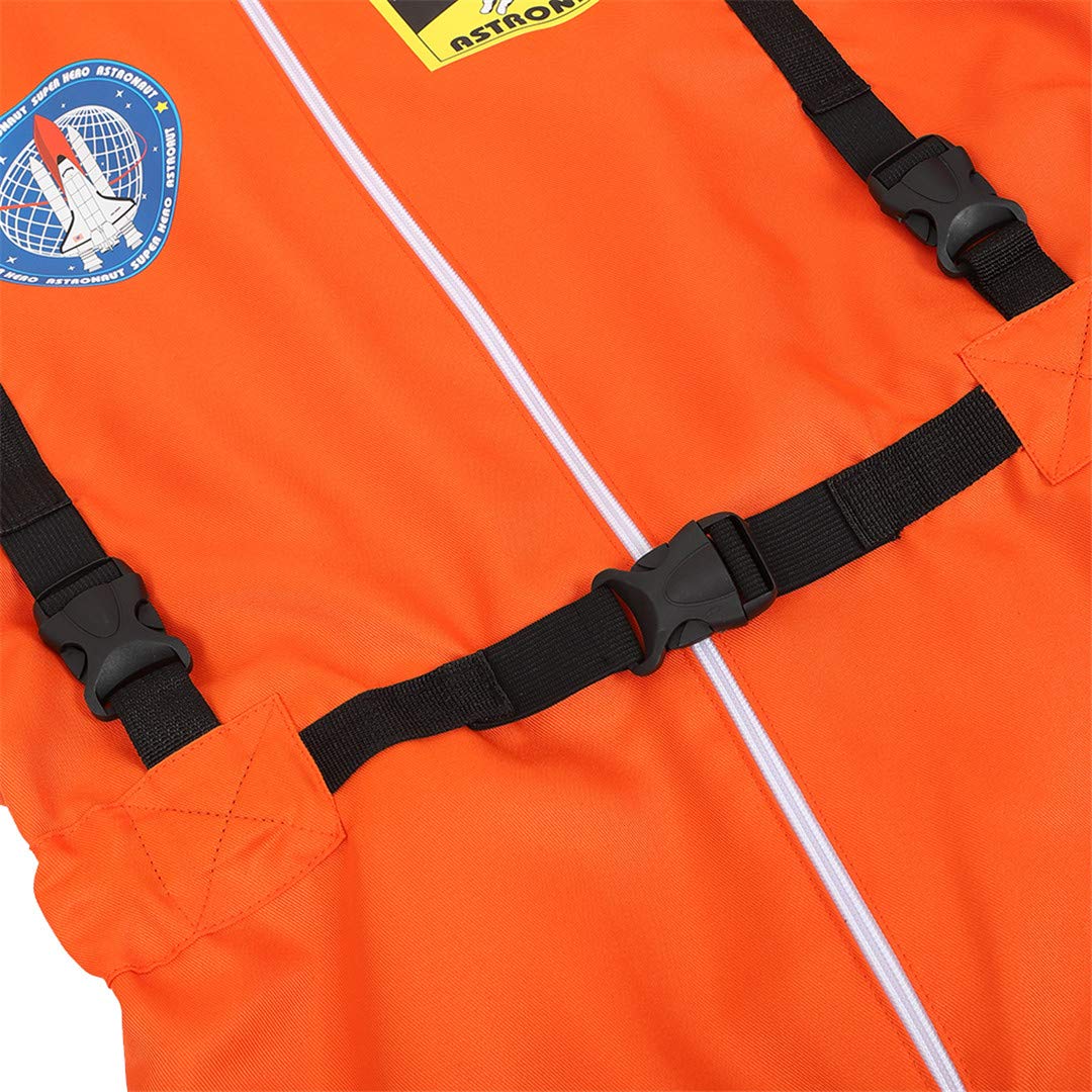 Adult Astronaut Spaceman for Men Costume Coverall Air Force Flight Jumpsuit Halloween Dress Up Party Orange-L