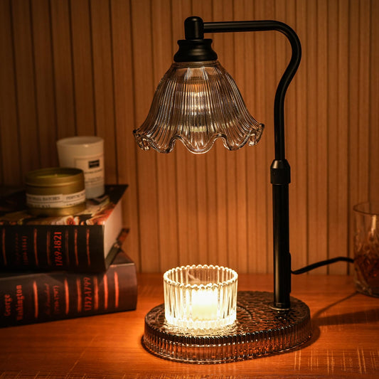 WYghyronic Candle Warmer Lamp with Adjustable Height - Flameless 4-Level Dimmable Wax Warmer, Timer Function & Stylish Design in Multiple Colors(Black)