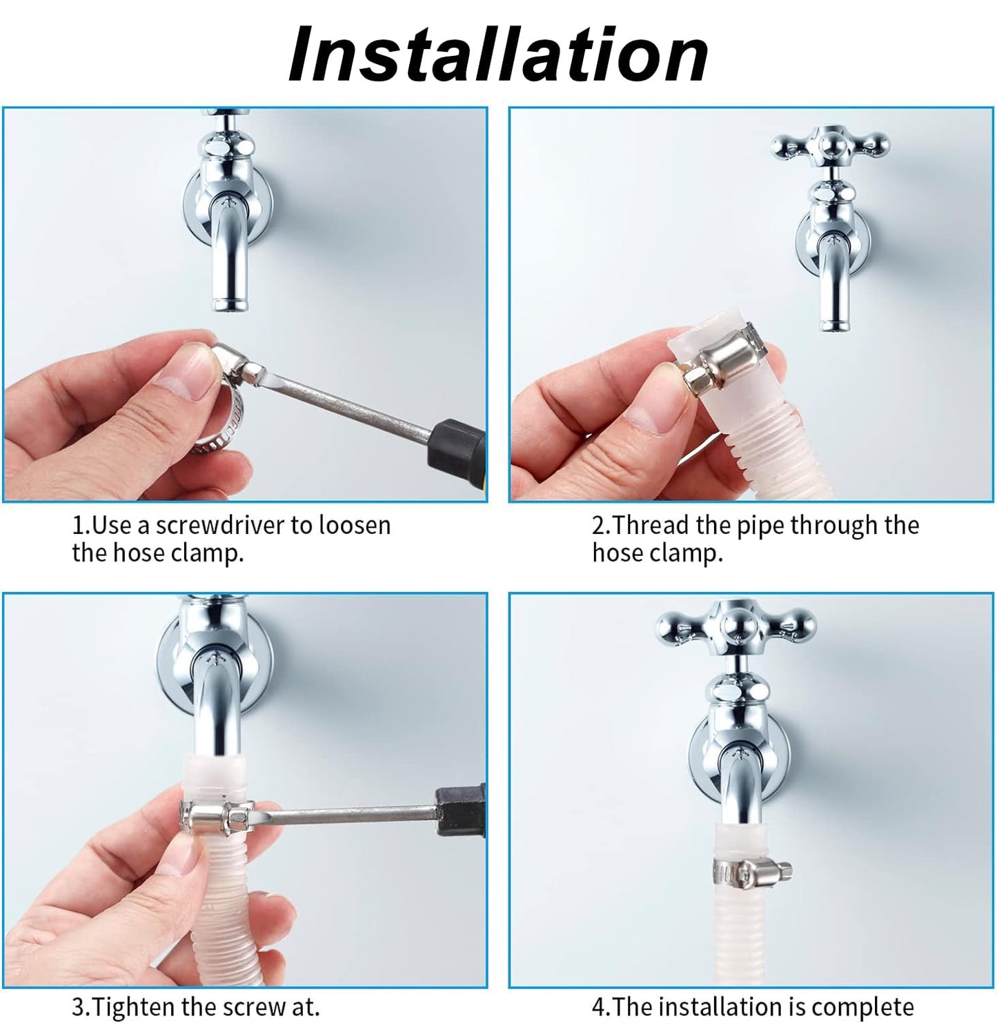20Pcs Adjustable Stainless Steel Hose Clamps Assortment Kit, 1/4-2 in (6-51mm) Worm Gear Pipe, Fuel LineHeavy Duty for Plumbing, Washing Machine, Mechanical,Garden and Automotive Hose Connections