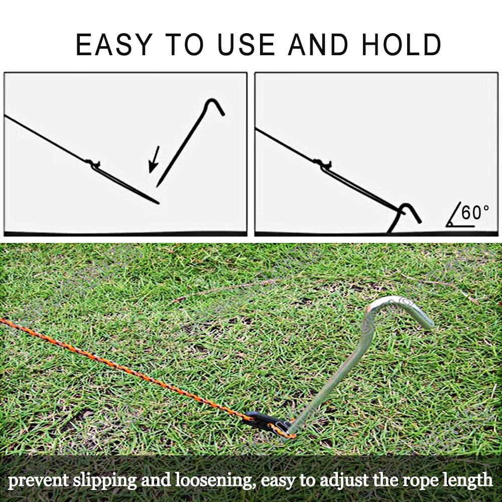 8 Pack Replacement 6.5ft Tethers and Aluminum Metal Stakes Tie Down Rope Strings for Halloween Christmas Xmas Camping Tent Blow Up Inflatable Spikes Outdoor Holiday Lawn Yard Garden Decoration