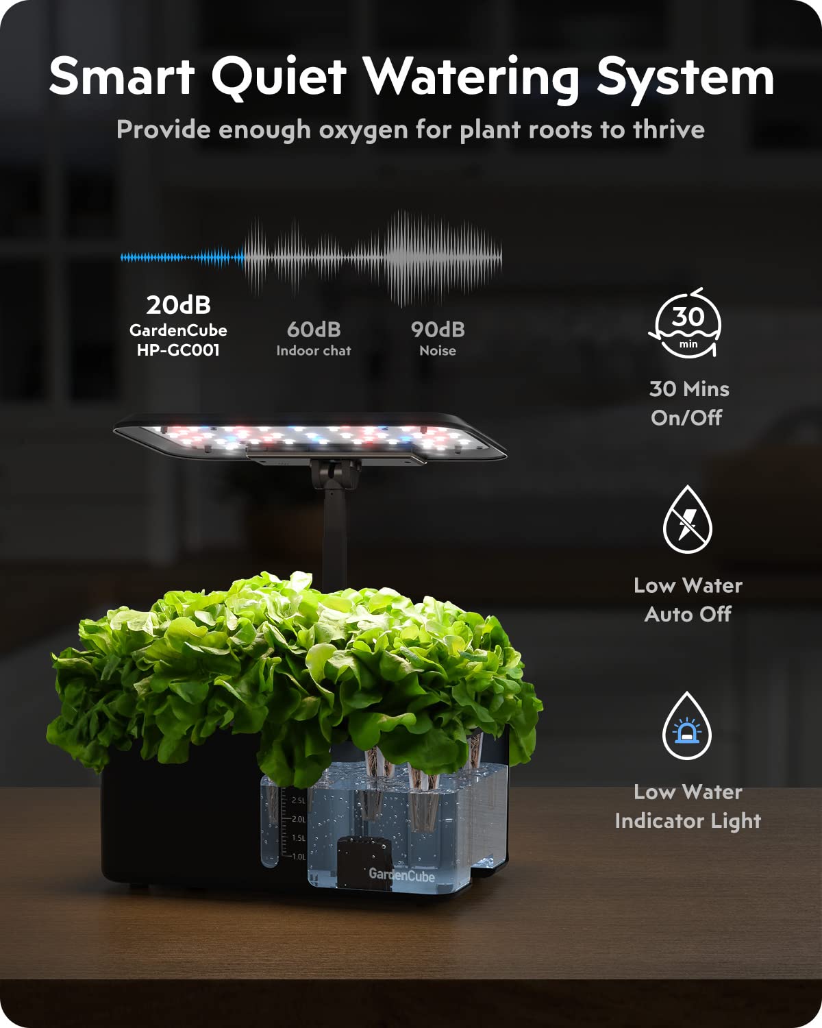 Hydroponics Growing System Indoor Garden: Herb Garden Kit Indoor with LED Grow Light Quiet Smart Water Pump Automatic Timer Healthy Fresh Herbs Vegetables - Hydroponic Planter for Home Kitchen Office