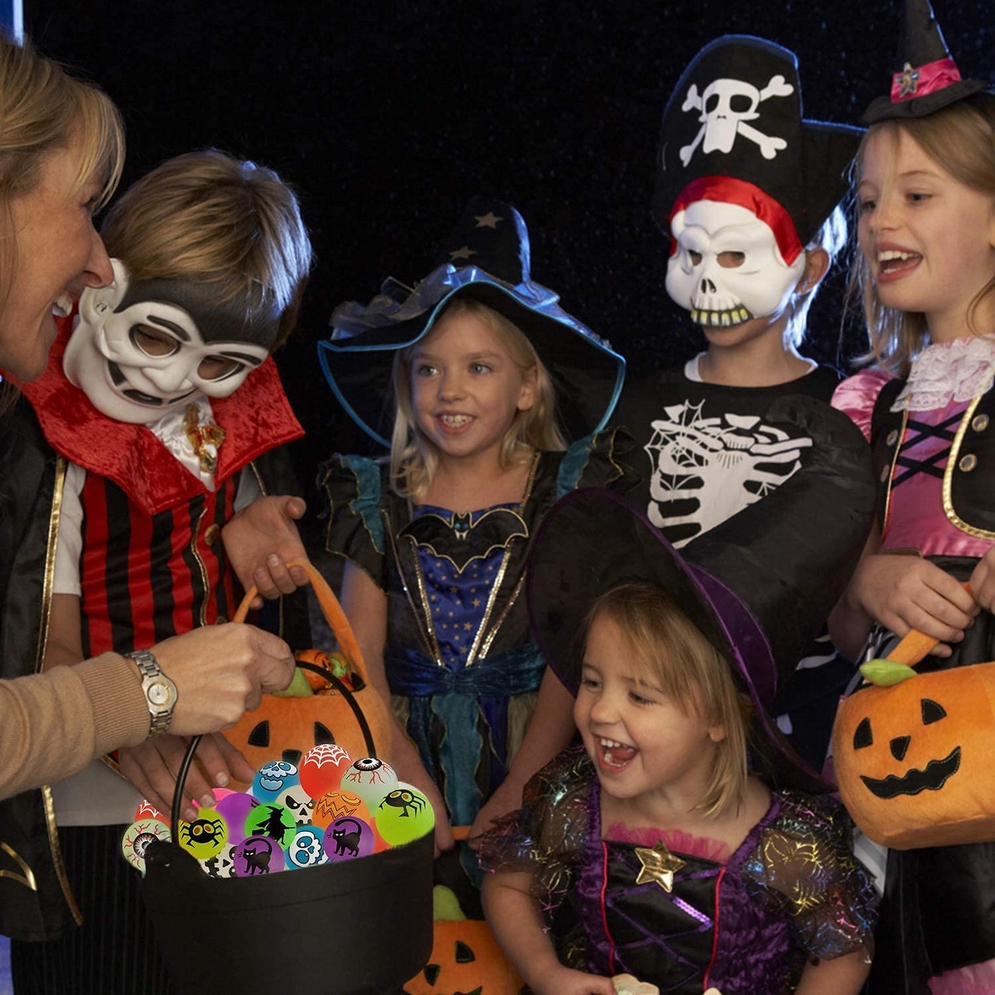 64pcs Glow in The Dark Bouncing Balls,8 Halloween Theme Designs Bouncy Toys Balls, Halloween Party Favors Supplies, Trick or Treating Goodie, Halloween Miniatures,School Classroom Game Rewards