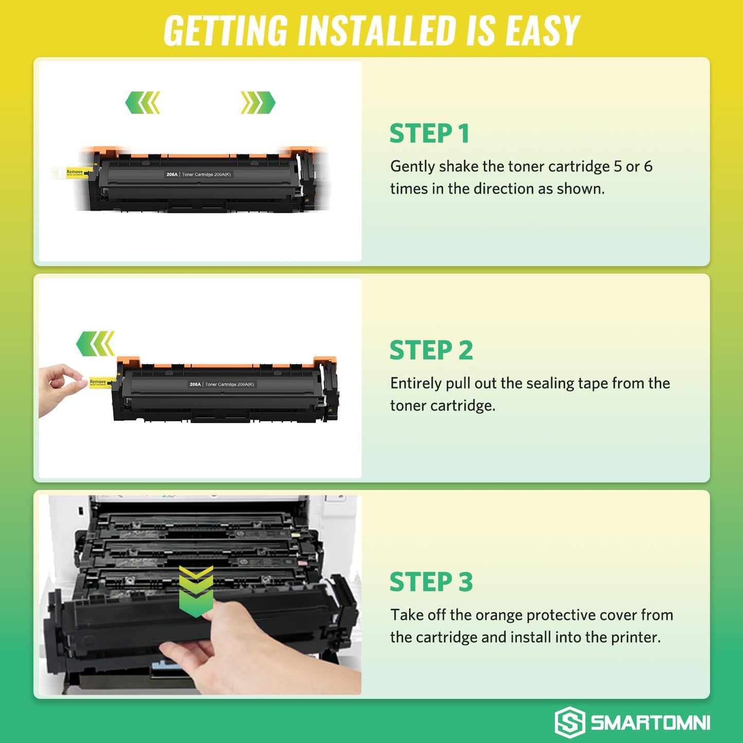 206A Toner Cartridges 4 Pack (with Chip) Works with HP Color Pro MFP M283fdw M283cdw, Pro M255dw M255nw, MFP M282nw M283 M282 M255 Printer | W2110A W2111A W2112A W2113A 206X W2110X