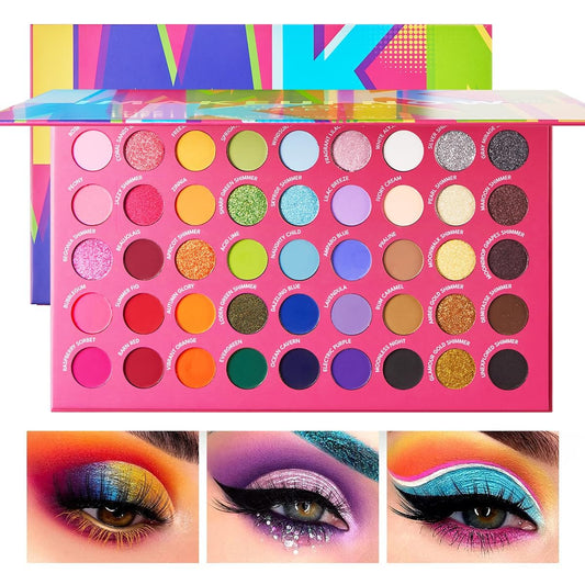 imakeupnow 45 Shades Eyeshadow Palette, Highly Pigmented Colorful Collection Makeup Palette, Matte Shimmer Metallic Glitter Eye Shadow For Long Lasting Eye Make Up