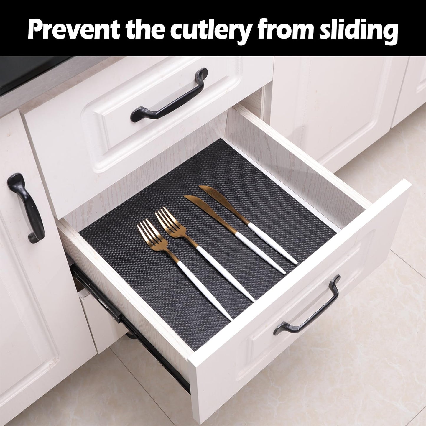 Janeart 13-Inch Wire Shelf Liner: Easy to Cut Black Plastic Pantry Shelving Liner 13" x 12 FT - Waterproof Thick Small Drawer Mat for Wire Shelves