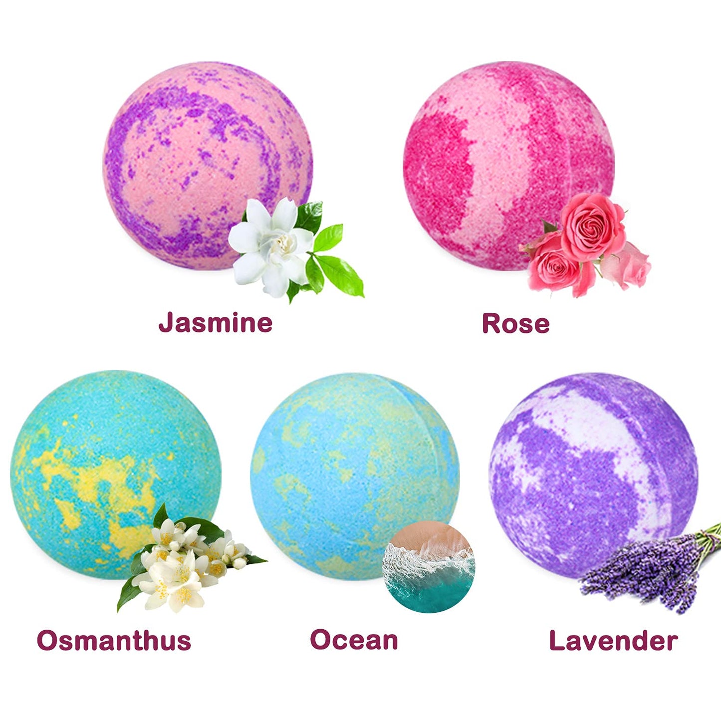 Bath Bombs Gift Set - 5 Large Fizzy Spa Bombs with 4 Scented Candles for Women - Moisturizing Bubble Bath with Essential Oils for Valentine's, Birthday Gifts