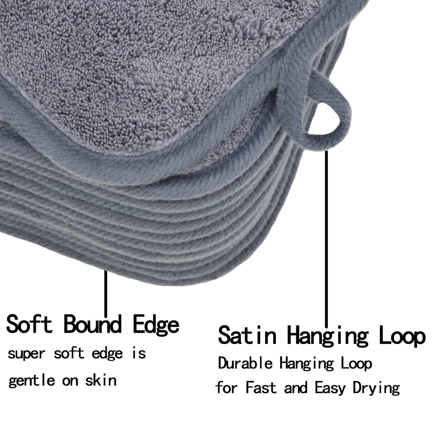 BloomSesame Makeup Remover Cloths for Face, Eye, Lips - Reusable Makeup Remover Pads Soft Microfiber Facial Cleansing Cloths 5.5 x 5.5 inch 12 Pack (Gray)