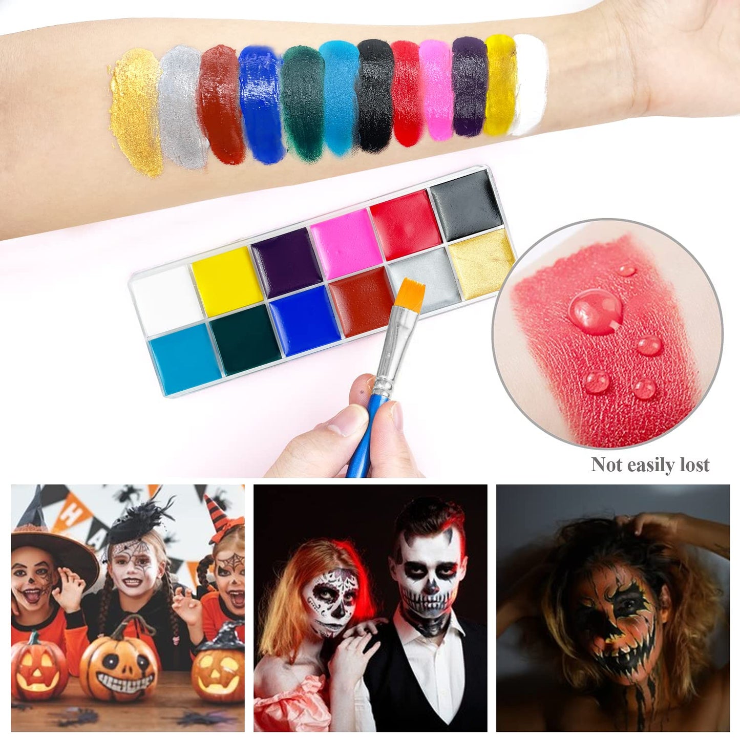 immetee Scar Wax SFX Makeup Kit, Face & Body Paint, Christmas Halloween Makeup Kit, Fake Blood, Painting Brushes, Spatula, Stipple Sponge, Stage Theatrical Party Cosplay, Carnival