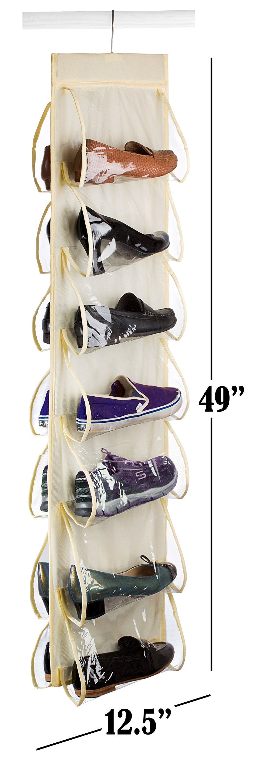 Handy Laundry Hanging Shoe Organizer - 14 Pockets - Clear Pockets Will Protect Your Shoes, Handbags, Purse & Enable You to Find Them Easily. Hang it in a Closet to Keep Your Closet Neat & Organized.