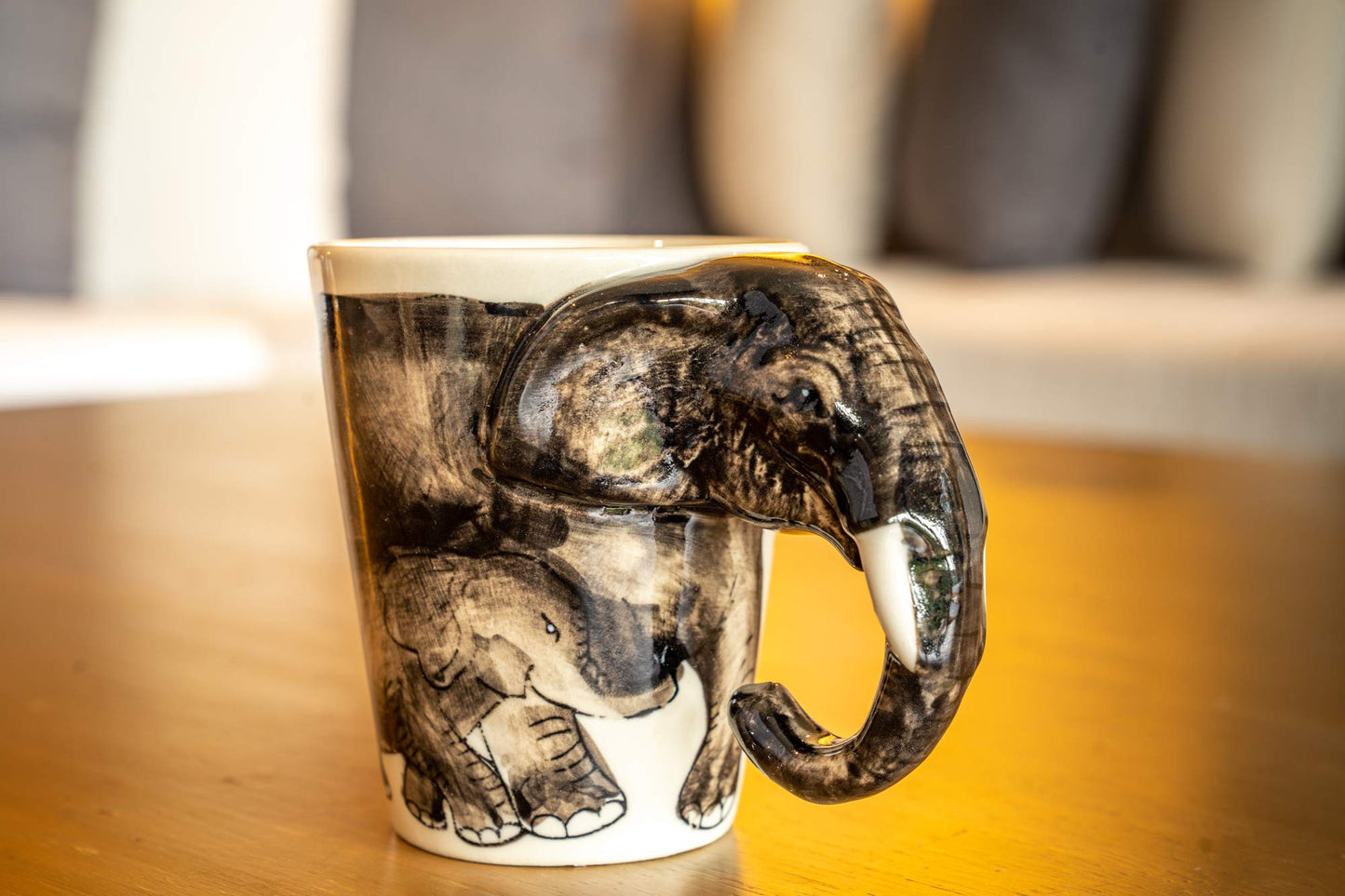 IYARA CRAFT 3D Elephant Mug 11oz – Chubby Handle Design, Handmade Ceramic, Microwave & Dishwasher Safe, Wildlife Coffee Cup, Gift for Animal Lovers, Women, Tea & Hot Chocolate