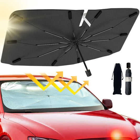 2025 Windshield Sun Shade Umbrella, Foldable Car Umbrella Sunshade with UV Block Car Front Window (Heat Insulation Protection) for Auto Windshield Covers Trucks Cars (Large)