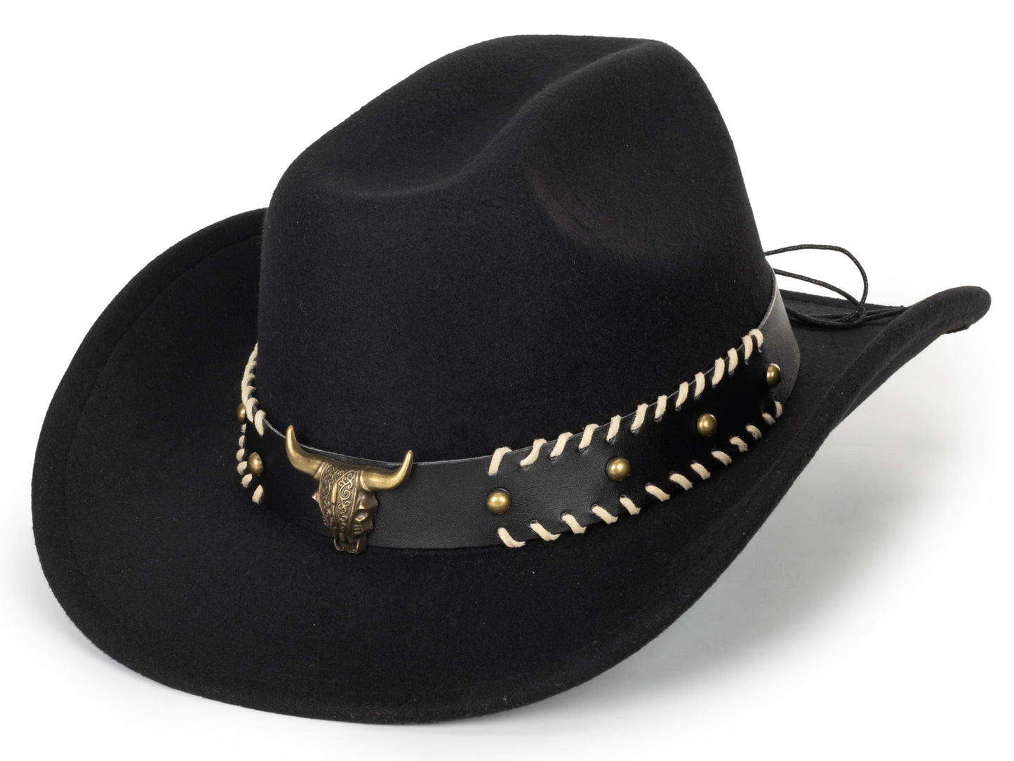 Women & Men Felt Western Cowboy Hat Classic Roll Up Brim Belt Buckle Cowgirl Fedora (M)