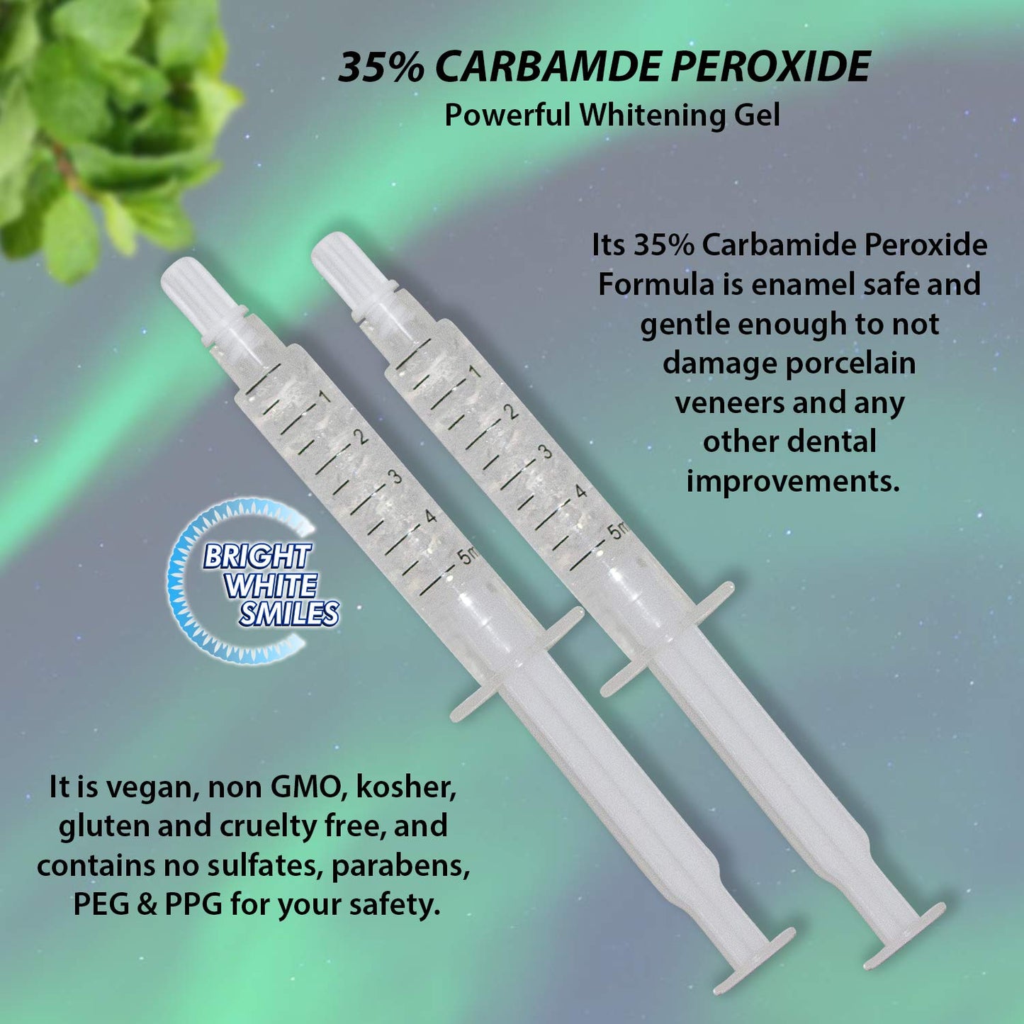 Bright White Smiles Teeth Whitening Kit, 35% Carbamide Peroxide Gel for Professional Results at Home, Whiter Refill System Includes 5X 5cc/ml Syringes