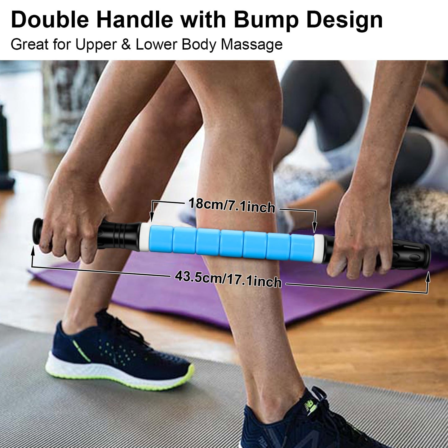 iGreely Premium Muscle Roller The Ultimate Massage Roller Stick 17 Inches Recommended by Physical Therapists Promotes Recovery Fast Relief for Cramps Soreness Tight Muscles Blue