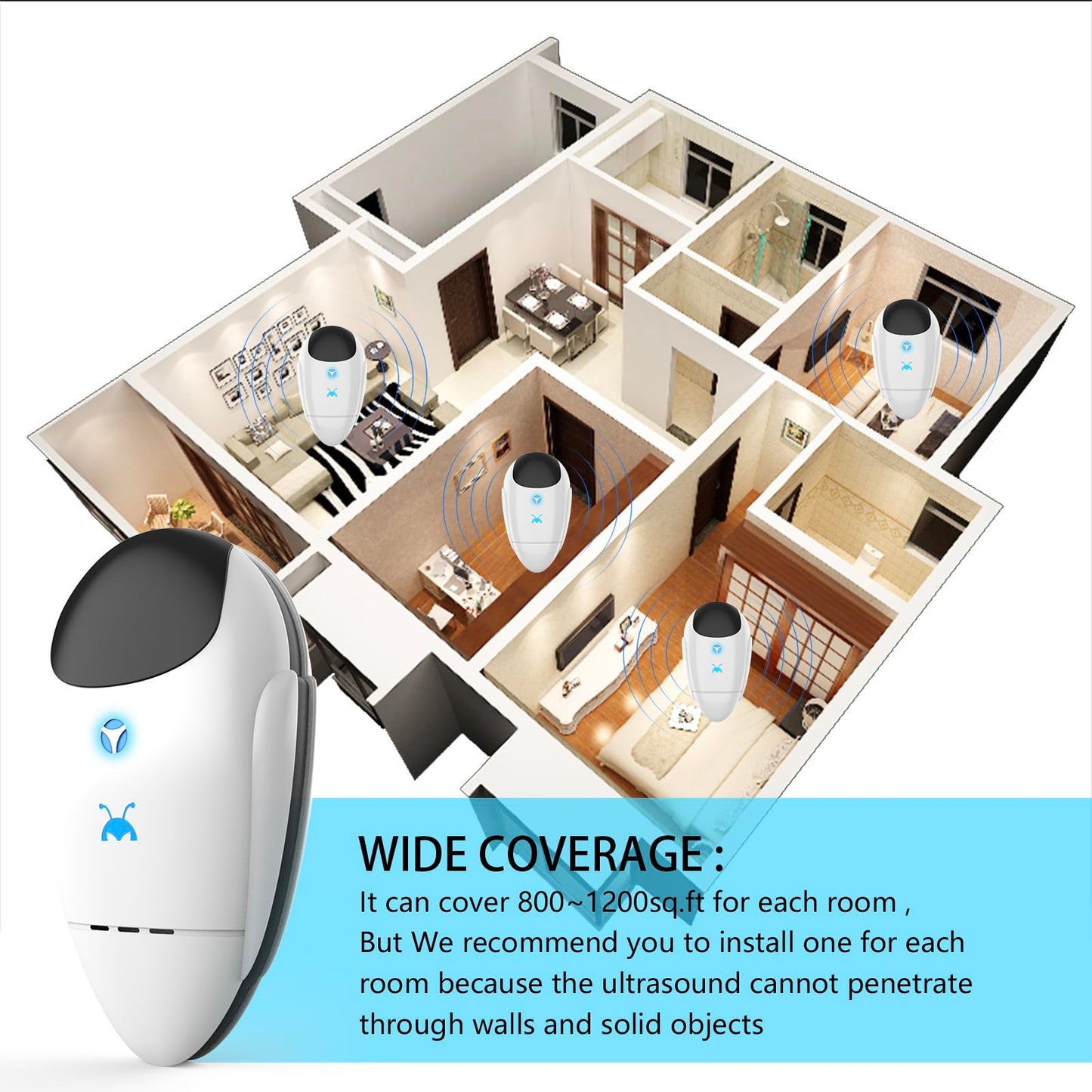 2025 Upgraded Ultrasonic Repeller & Insect Indoor Repeller, Ultrasonic Plug in Repellent for Roach, Rodent, Mouse, Bugs, Mosquito, Mice, Spider, Ant, Electronic Pest Deterrent, 4 Packs