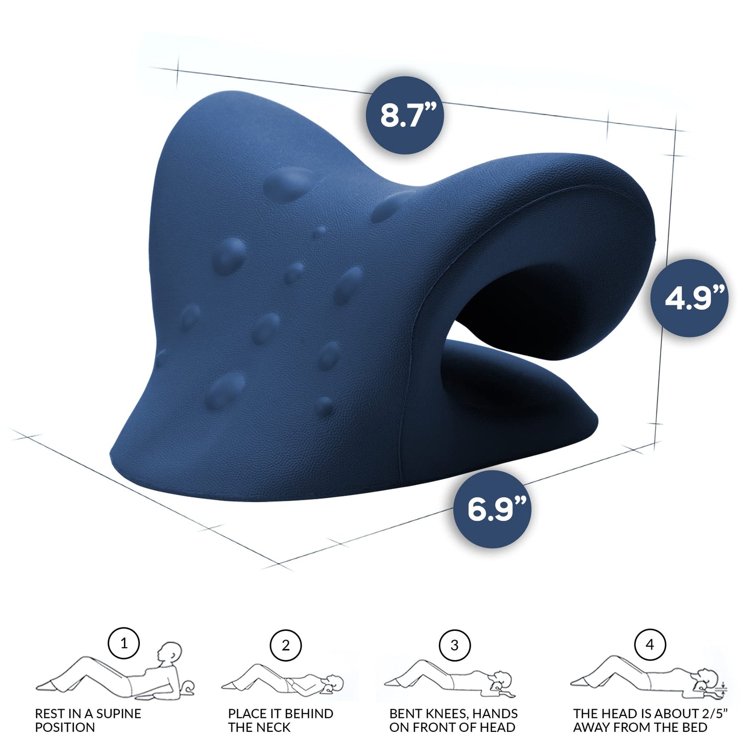 iBYWM Neck Stretcher & Posture Corrector for Women and Men, Cervical Traction for Spine Alignment, Adjustable Upper Back Brace & Elastic Support for Shoulder Back Pain Relief (Dark Blue)