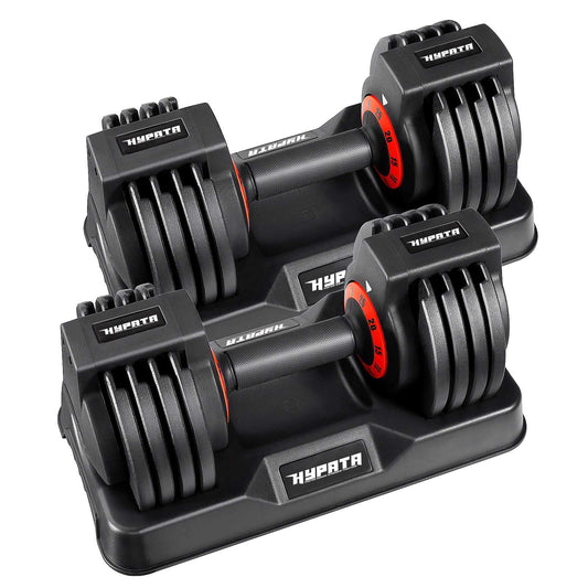HYPATA 25 lbs Pair Adjustable Dumbbell Set, Fast Adjust Weight with Tray Suitable, Adjustable Dumbbells for Full Body Workout