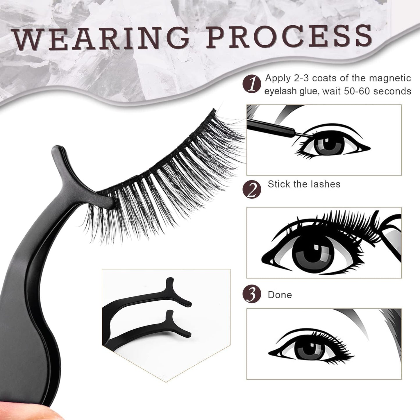 20 Kinds of 3D 5D Magnetic Eyelash Kit with Different Density, Magnetic Eyelashes with 4 Eyelash Glue and 2 Tweezers, for Women and Girls Natural Look No Glue Needed