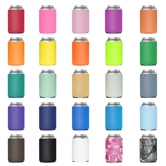 50 Pack Beer Can Coolers Sleeves, Soft Insulated Reusable Drink Cooler for Water Bottles, Blank Collapsible Soda Cover Cooler, DIY Customizable for Parties, Events or Weddings, Bulk