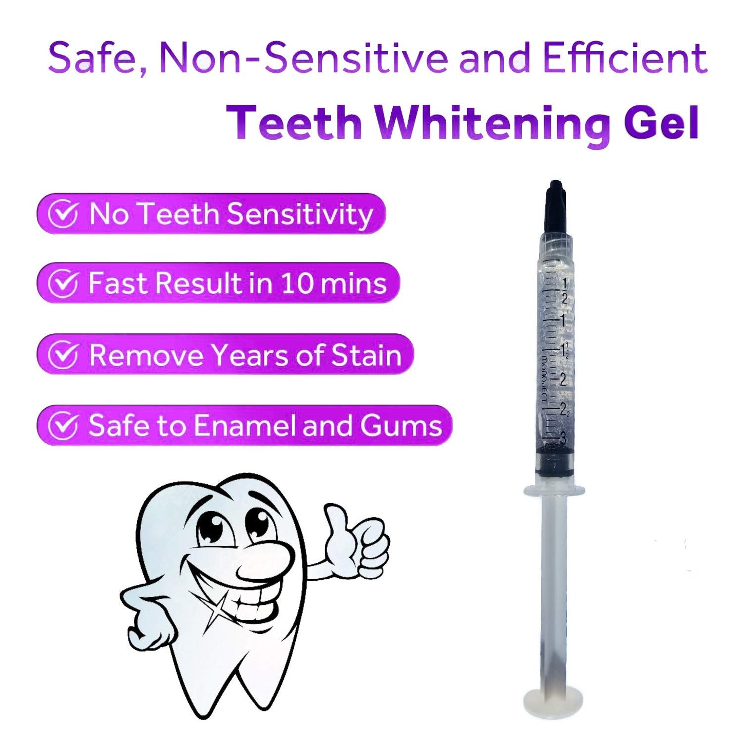 Bright White Smiles - Teeth Whitening Gel Refill Kit - 10 Tubes 44% Carbamide Peroxide Tooth Whitener Formula