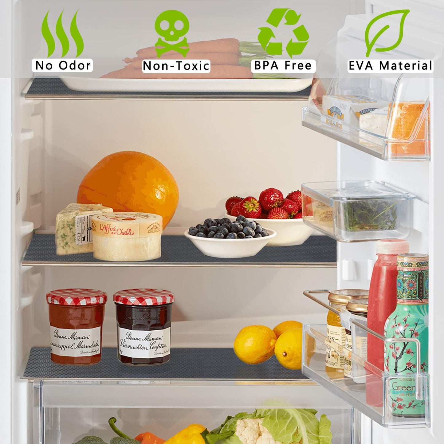 HooTown Shelf Liner Kitchen Cabinet Drawer Mats 23.6 Inch Wide x 19.6 Feet Long, Non Slip EVA Plastic Water Resistant Pad for Bathroom Drawers,Shoe Shelves, Under Sink, Gray